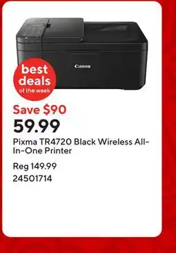 Staples Pixma TR4720 Black Wireless All-In-One Printer offer