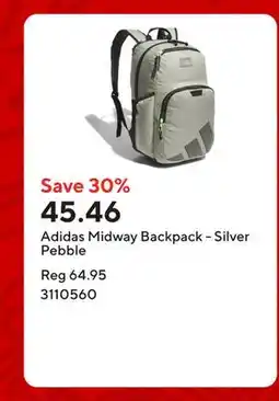 Staples Adidas Midway Backpack - Silver Pebble offer