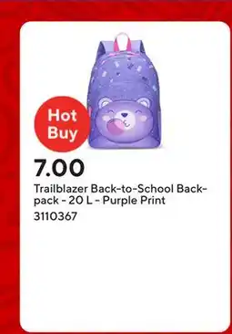Staples Trailblazer Back-to-School Backpack - 20 L - Purple Print offer