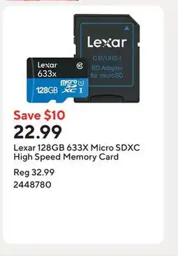 Staples Lexar 128GB 633X Micro SDXC High Speed Memory Card offer