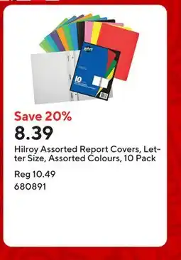Staples Hilroy Assorted Report Covers, Letter Size, Assorted Colours, 10 Pack offer