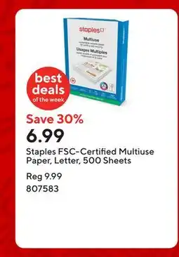 Staples Staples FSC-Certified Multiuse Paper, Letter, 500 Sheets offer