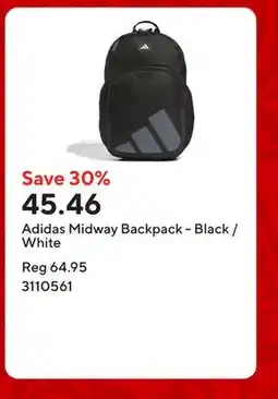 Staples Adidas Midway Backpack - Black /White offer