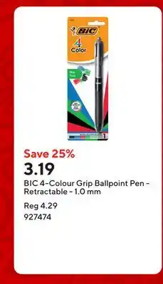 Staples BIC 4-Colour Grip Ballpoint Pen - Retractable - 1.0 mm offer