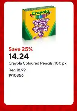 Staples Crayola Coloured Pencils, 100 pk offer