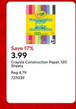 Staples Crayola Construction Paper, 120 Sheets offer