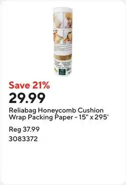 Staples Reliabag Honeycomb Cushion Wrap Packing Paper - 15 x 295' offer