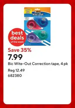 Staples Bic Wite-Out Correction tape, 4 pk offer