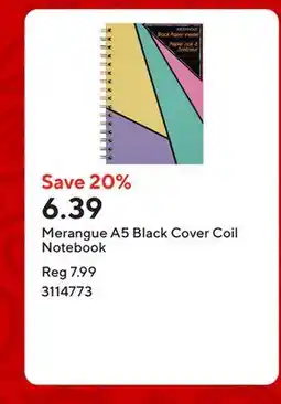 Staples Merangue A5 Black Cover Coil Notebook offer