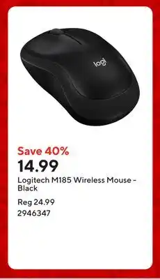 Staples Logitech M185 Wireless Mouse - Black offer