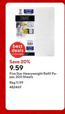 Staples Five Star Heavyweight Refill Paper, 200 Sheets offer
