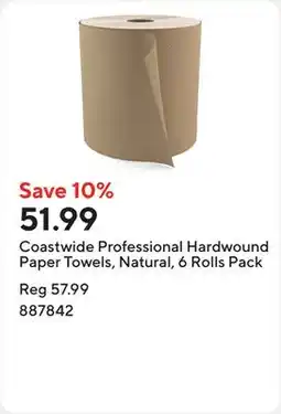 Staples Coastwide Professional Hardwound Paper Towels, Natural, 6 Rolls Pack offer