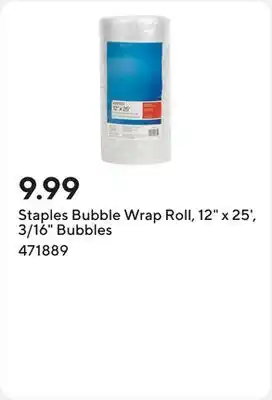 Staples Staples Bubble Wrap Roll, 12 x 25', 3/16 Bubbles offer