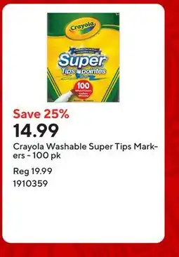 Staples Crayola Washable Super Tips Markers - 100 pk offer