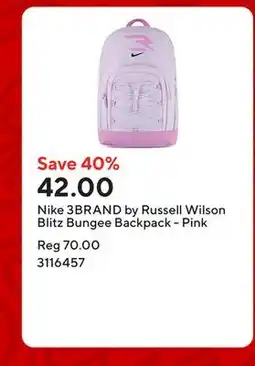 Staples Nike 3BRAND by Russell Wilson Blitz Bungee Backpack - Pink offer