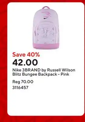 Staples Nike 3BRAND by Russell Wilson Blitz Bungee Backpack - Pink offer