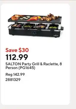 Staples SALTON Party Grill & Raclette, 8 Person (PG1645) offer