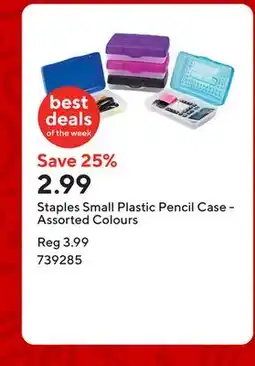 Staples Staples Small Plastic Pencil Case - Assorted Colours offer