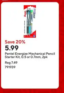 Staples Pentel Energize Mechanical Pencil Starter Kit, 0.5 or 0.7mm, 2pk offer