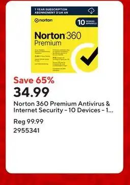 Staples Norton 360 Premium Antivirus & Internet Security - 10 Devices - 1 Year Subscription offer