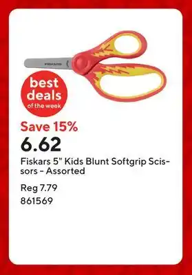 Staples Fiskars 5 Kids Blunt Softgrip Scissors - Assorted offer