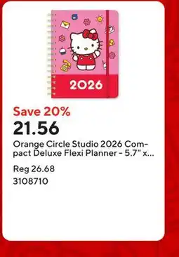 Staples Orange Circle Studio 2026 Compact Deluxe Flexi Planner - 5.7 x 7.6 - Hello Kitty offer