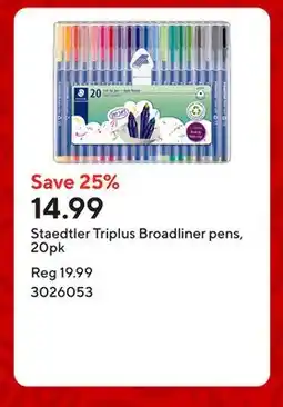Staples Staedtler Triplus Broadliner pens, 20pk offer