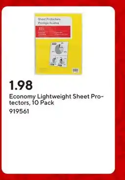 Staples Economy Lightweight Sheet Protectors, 10 Pack offer