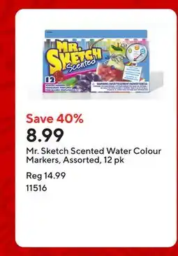 Staples Mr. Sketch Scented Water Colour Markers, Assorted, 12 pk offer