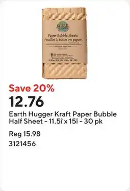 Staples Earth Hugger Kraft Paper Bubble Half Sheet - 11.5î x 15î - 30 pk offer