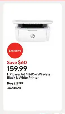 Staples HP LaserJet M140w Wireless Black & White Printer offer
