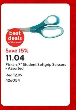 Staples Fiskars 7 Student Softgrip Scissors - Assorted offer