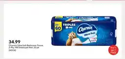 Staples Charmin Ultra Soft Bathroom Tissue, 2-Ply, 198 Sheets per Roll, 20 pk offer