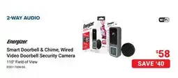 Visions Electronics Energizer Smart Doorbell & Chime, Wired Video Doorbell Security Camera offer