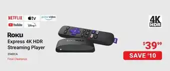 Visions Electronics Roku Express 4K HDR Streaming Player offer