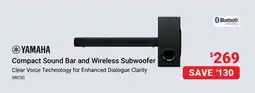 Visions Electronics YAMAHA Compact Sound Bar and Wireless Subwoofer offer