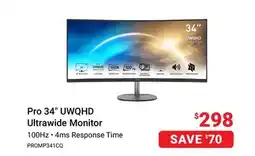 Visions Electronics Pro 34 UWQHD Ultrawide Monitor offer