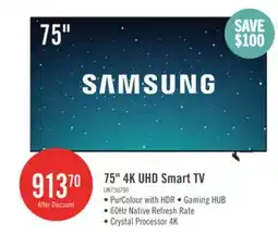 The Brick Samsung 75 U7900F Crystal UHD 4K Smart TV (UN75U7900FFXZC) offer