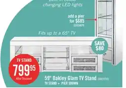 The Brick Oakley 59 Glam TV Stand with Storage and Cable Management for TVs up to 65- Silver offer