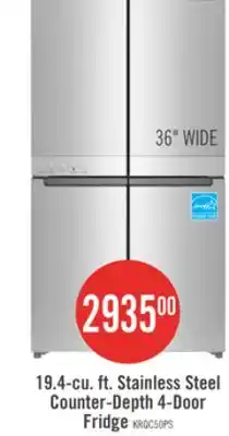 The Brick KitchenAid 36 19.4 Cu. Ft. French-Door Refrigerator - Stainless Steel - KRQC506MPS offer