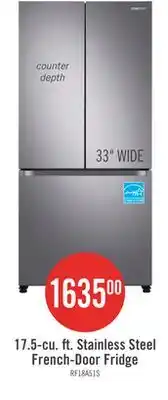 The Brick Samsung 33 17.5 Cu. Ft. Counter-Depth French-Door Refrigerator - Stainless Steel - RF18A5101SR/AA offer