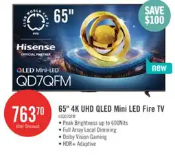 The Brick Hisense 65 QD7QFM Series Mini-LED QLED AI Fire TV (65QD7QFM) offer