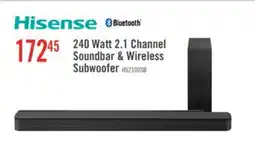 The Brick Hisense 2.1 CH Dolby Audio DTS Virtual:X Soundbar with Wireless 240W Subwoofer (HS2100) offer