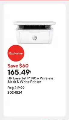 Staples HP LaserJet M140w Wireless Black & White Printer offer