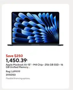 Staples Apple Macbook Air 15 - M4 Chip - 256 GB SSD - 16 GB Unified Memory - Midnight - English offer