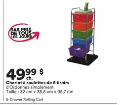 Michaels Chariot à roulettes de 5 tiroirs d'Ordonnez simplement offer