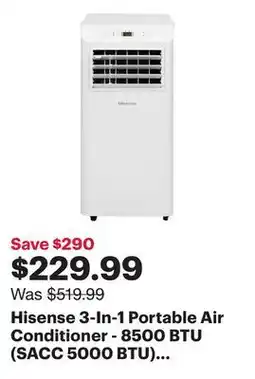 Best Buy Hisense 3-In-1 Portable Air Conditioner - 8500 BTU (SACC 5000 BTU) - White offer