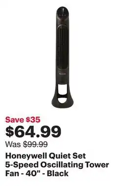 Best Buy Honeywell Quiet Set 5-Speed Oscillating Tower Fan - 40 - Black offer