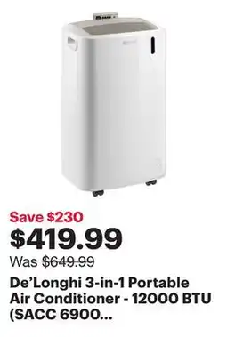 Best Buy De'Longhi 3-in-1 Portable Air Conditioner - 12000 BTU (SACC 6900 BTU) - White offer