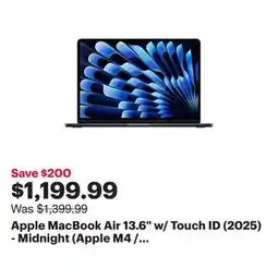 Best Buy Apple MacBook Air 13.6 w/ Touch ID (2025) - Midnight (Apple M4 / 16GB RAM / 256GB SSD) - English offer